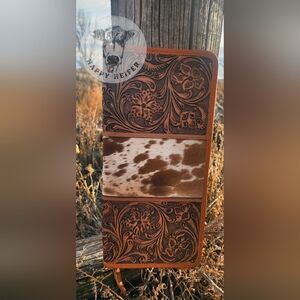 Western Hand-tooled Leather Jewelry Wallet NWOT